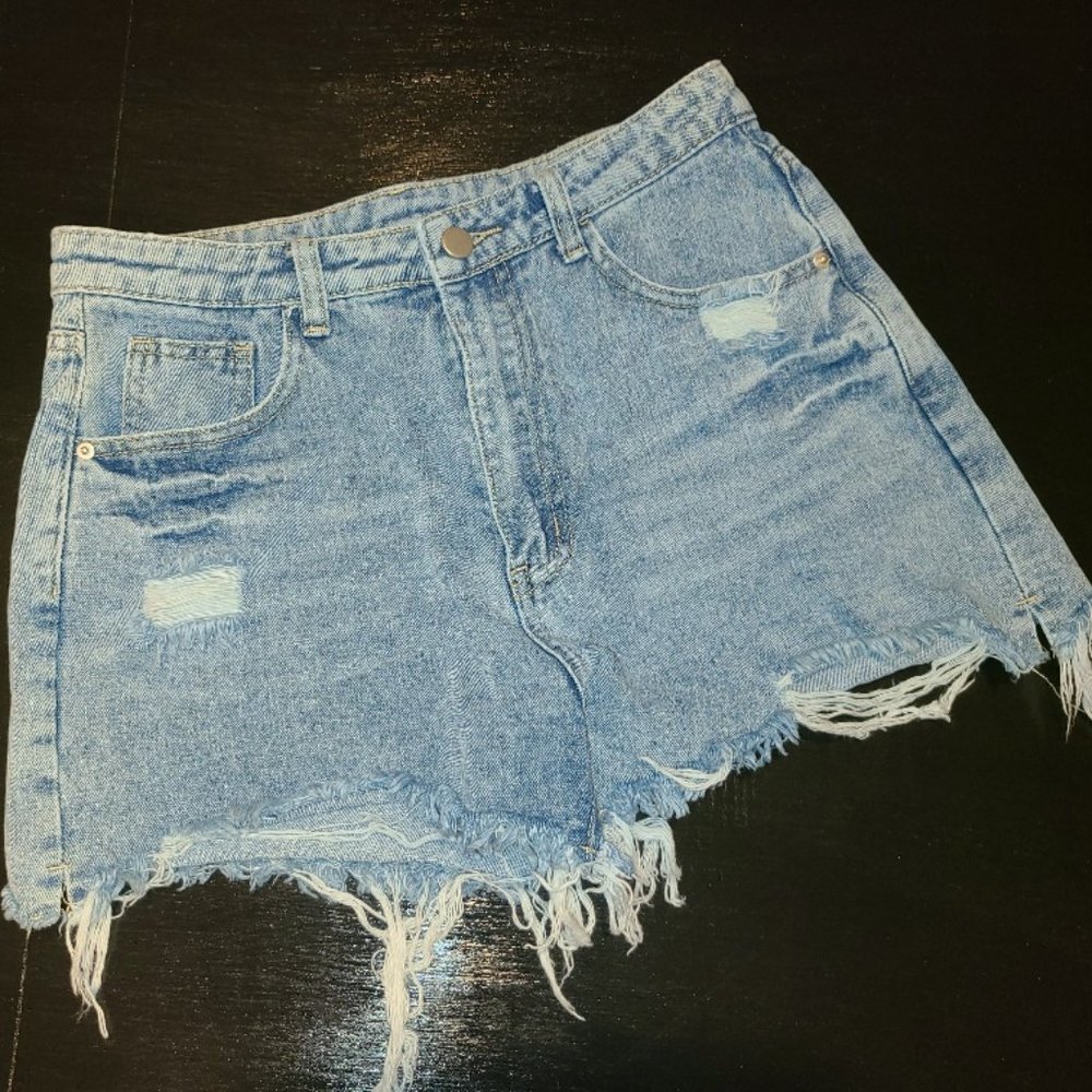Vintage Distressed Light Blue Jean Shorts